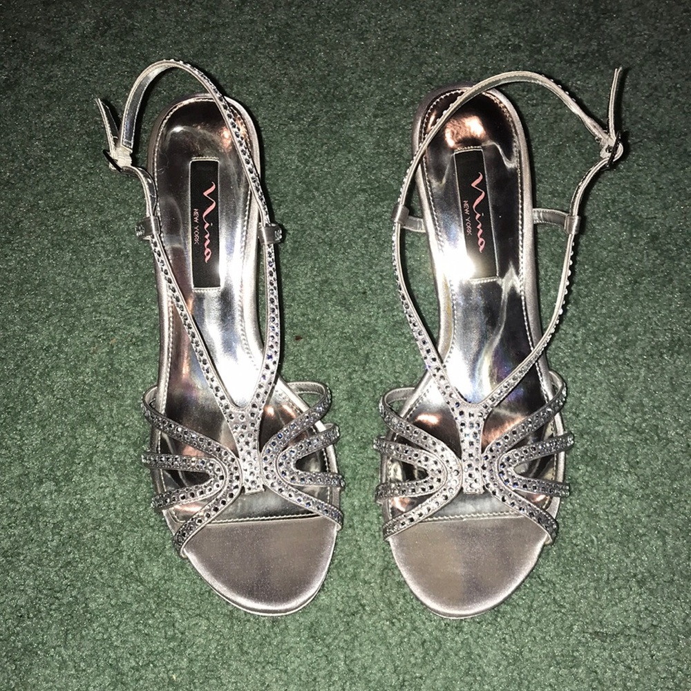Sparkly silver heels